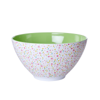 Melamine Salad Bowl White Flower Print by Rice DK